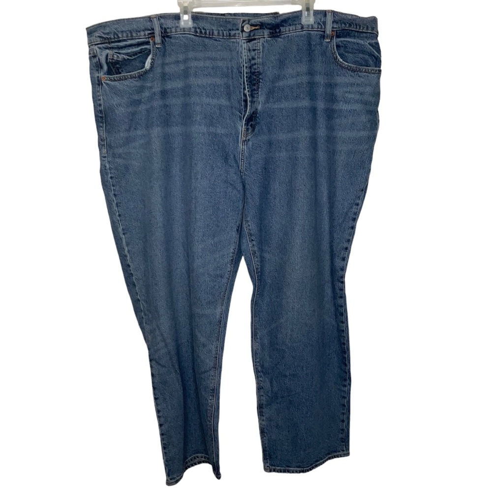 Old Navy Size 28 Jeans Blue HIGH WAISTED SLOUCHY STRAIGHT BUTTON FLY ANKLE